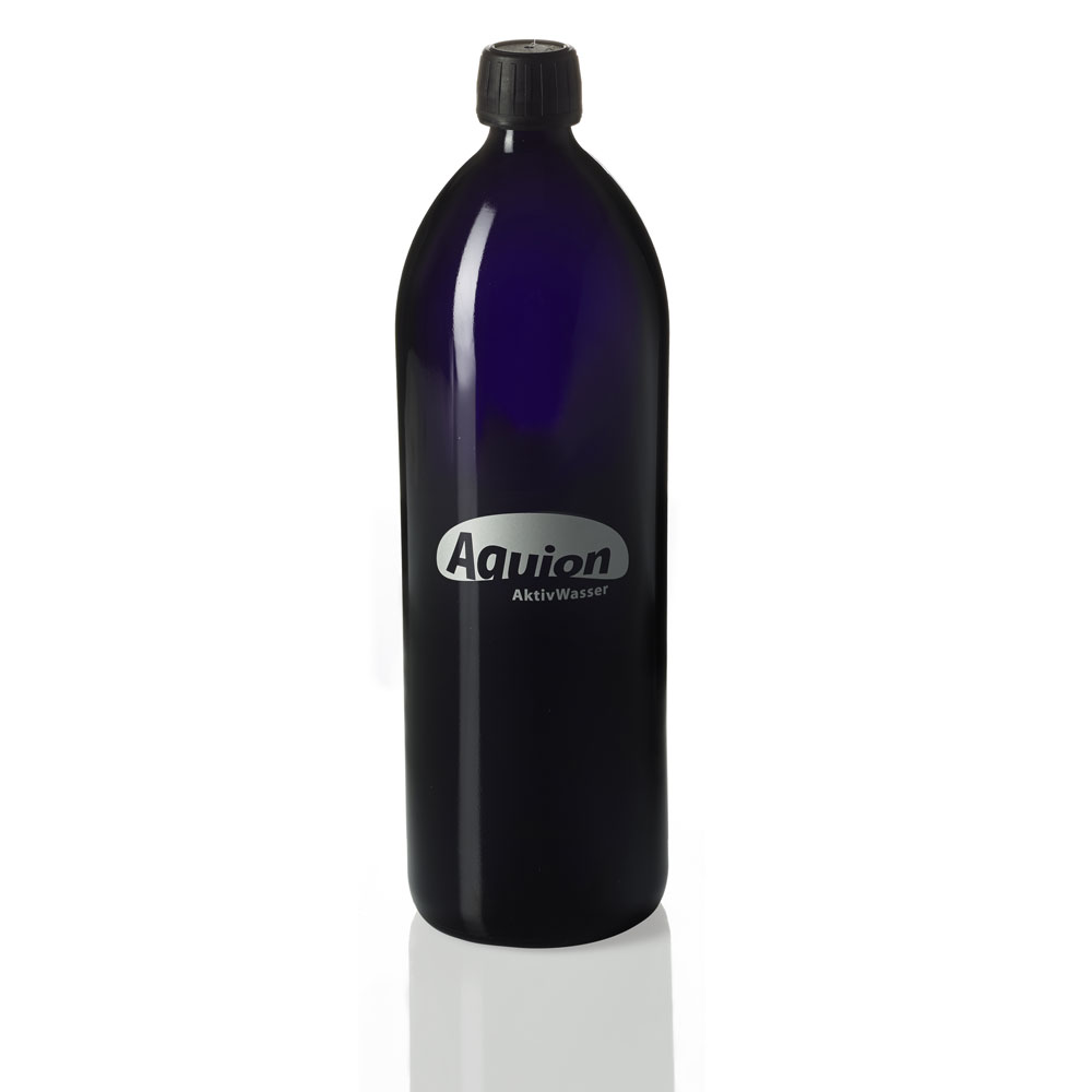 Trinkflasche aus Violettglas, rund, 1 Liter